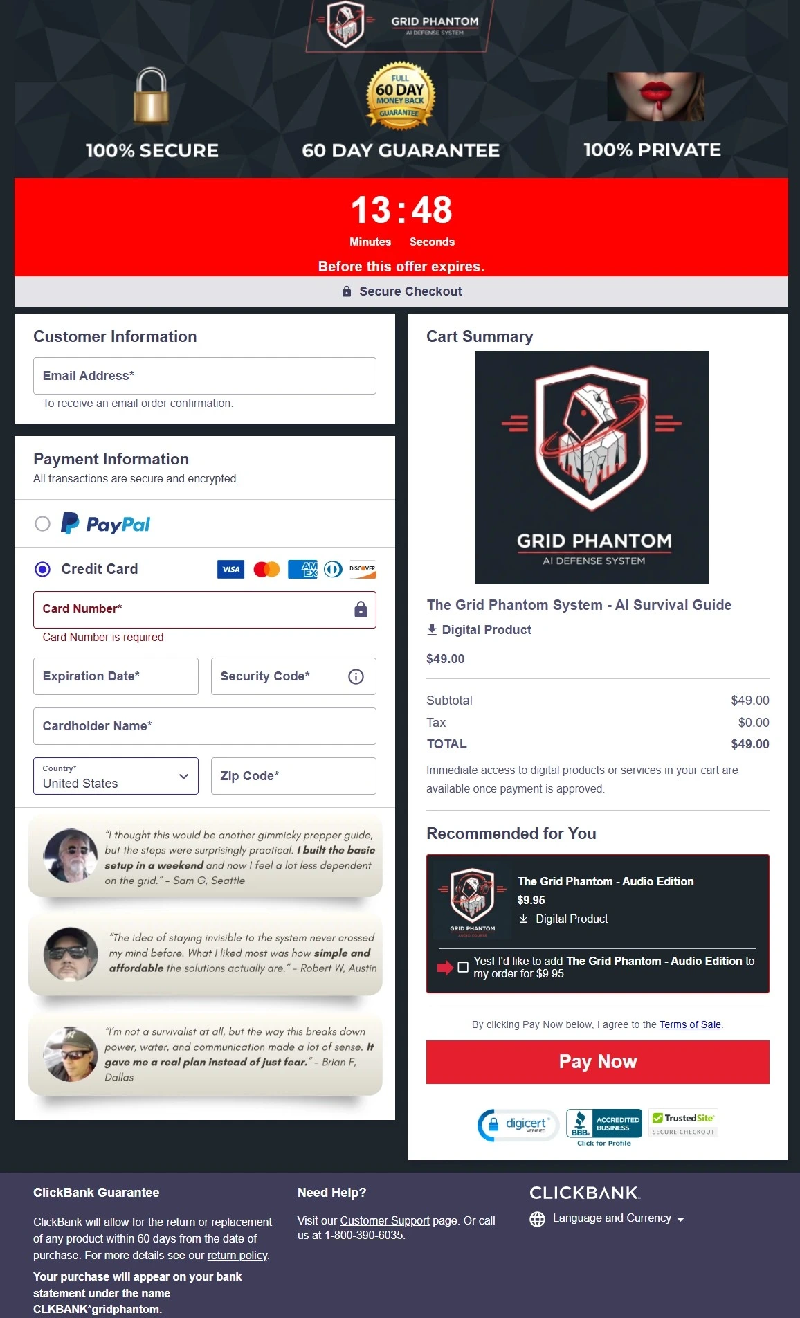 Grid Phantom order page